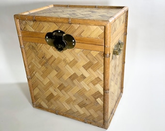 Bamboo Box Vintage Rattan Trunk Wicker Decor Bamboo Art Rattan Decor Living Room Storage Vintage Chest Bamboo Storage Rattan Basket