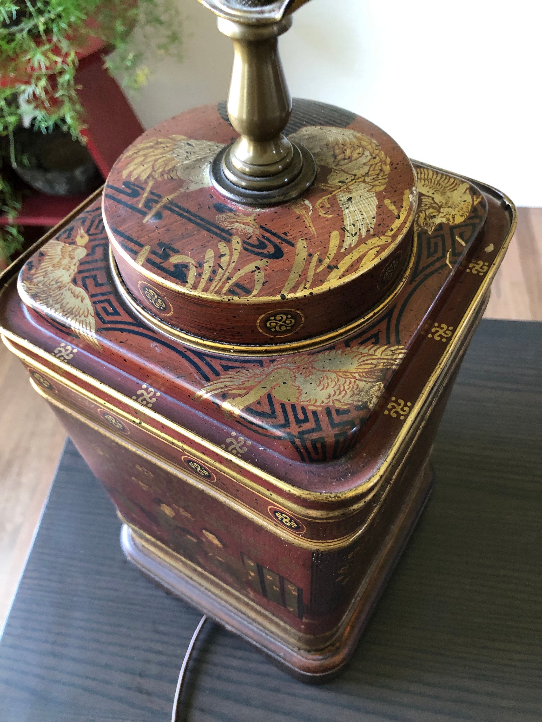 Ornate Red Tea Canister Caddy Lamp Table Lamp Fredrick