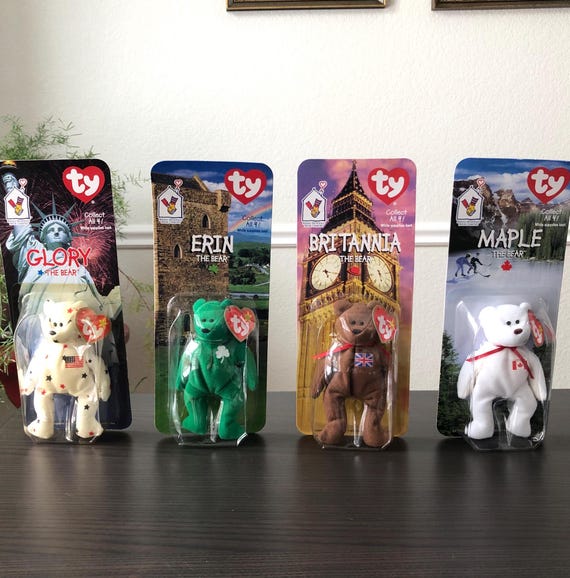 McDonalds Beanies Collectibles Beanie Babies Mid Century Decorations 1960s Rare Beanie Babies TY McDonalds Set of Four Sealed Package