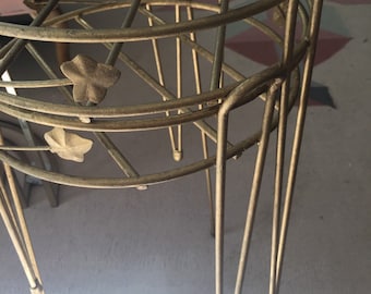 Vintage Nesting Plant Stands Set of Two Wire Stands for Plants Metal Plant Stands Gold Metal Tables Garden Tables Potted Plant Holder