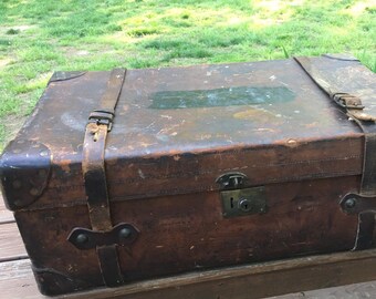 Antique Leather Box Travel Suitcase Box Travel Luggage Stickers Suitcase Trunk Coffee Table Luggage Labels Suitcase Hill and Millard Trunk