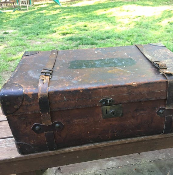 Antique Leather Box Travel Suitcase Box Travel Luggage Stickers Suitcase Trunk Coffee Table Luggage Labels Suitcase Hill and Millard Trunk