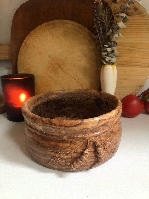 Vintage Swirled Marbled Clay Pot, Southwest Theme, Studio Pottery, Southwest Clay, Primitive, Earthenware, Roadside Tourist Souvenir
