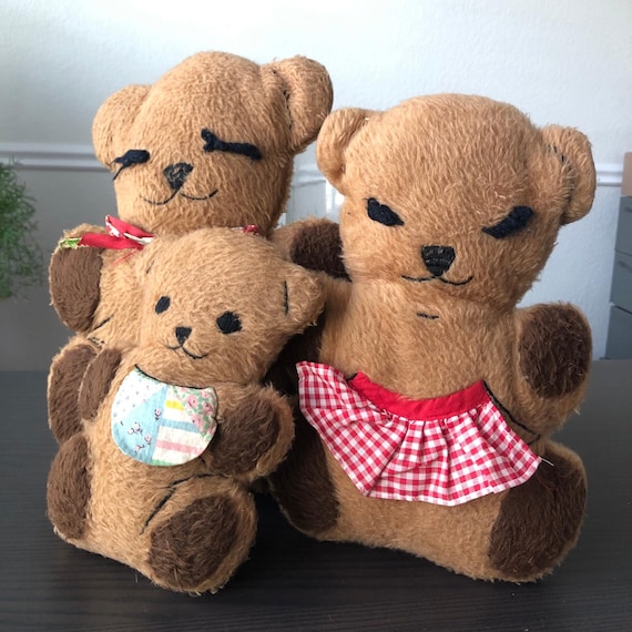 Adorable Bear Family Three Bears Papa Mama Baby Bear Stuffed Bear Collection