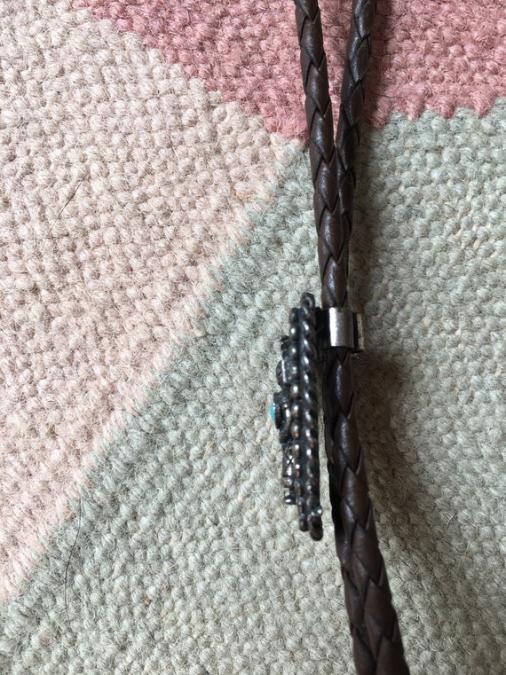 Vintage Turqouise Bolo Tie, Zuni Style Bolo Tie, … - image 5