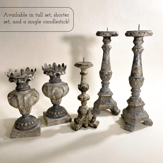 Antique Candlesticks Rustic Decor Antique Candle Holder Ceramic Candlesticks Vintage Decor Living Room Lighting Candle Decor 1940s Art Repro