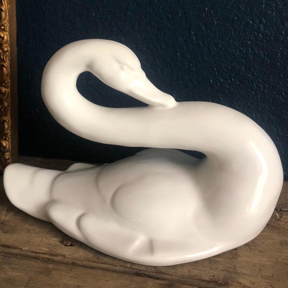 Vintage Italian Ceramic Swan for Joseph Magnin Made in Italy Ceramic Swan Wall Sculpture White Swan Wall Plaque