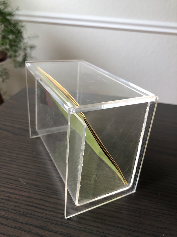 Clear Lucite Recipe / Index Card Holder Acrylic Storage Box Fold to Open Display Case 1950s Fifties MidCentury
