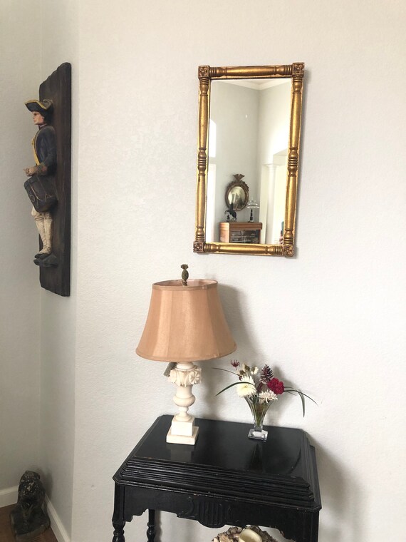 Gold Framed Mirror Antique Gold Frame Statement Piece Mirror Carved Wood Frame Mirror Sheraton Empire Style Mirror French Decor Fleur DeLis