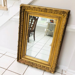 Antique Mirror Carved Mirror Wooden Frame Mirror Gold Mirror Large Mirror Rococo Mirror Fireplace Mirror Wooden Frame 1800s