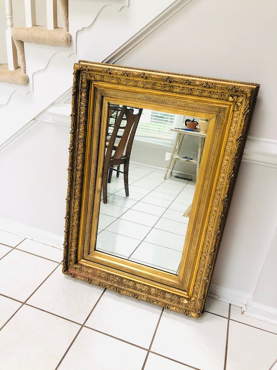 Extraordinary Antique 19th Century Victorian Gilt 5 Layer Carved Rococo Mirror featuring Acorns, Oak Leaves, Berries, Geometric Patterns