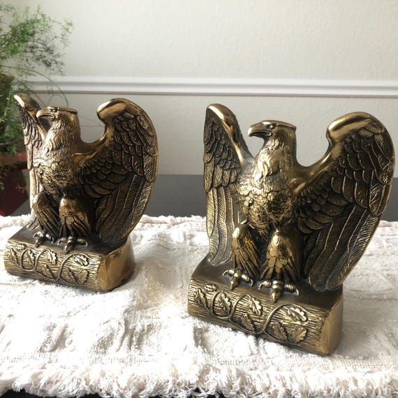American Eagle Decor American Bookends Brass Decor Bookends Americana Bookends Hollywood Regency Decor 1970s Bookends Seventies