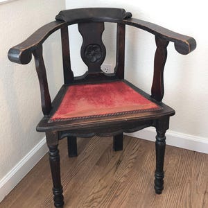 Antique Wood Chair Carved Wood Furniture Antique Corner Chair English Oak Chair Antique Victorian Furniture  19th Century Furniture 1800s