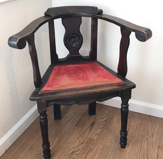 Antique Wood Chair Carved Wood Furniture Antique Corner Chair English Oak Chair Antique Victorian Furniture  19th Century Furniture 1800s