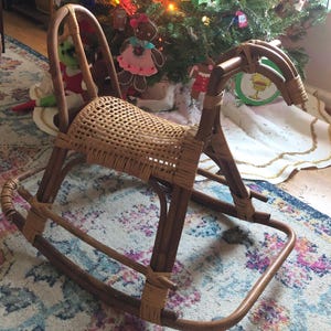 Wooden Toy Horse Decor Wooden Horse Decoration Horse Antique Rocking Horse Wicker Decor Nursery Rattan Decor Child Room Decoration