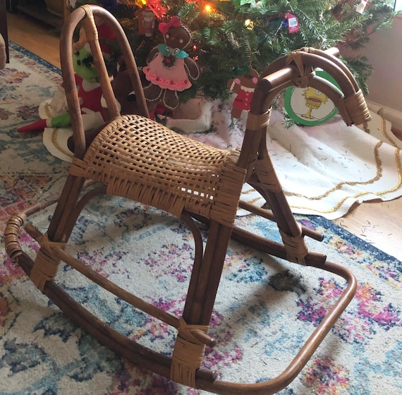 Wooden Toy Horse Decor Wooden Horse Decoration Horse Antique Rocking Horse Wicker Decor Nursery Rattan Decor Child Room Decoration