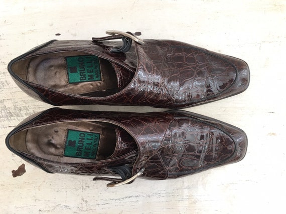 Vintage Bruno Melli Faux Crocodile Loafers, Leath… - image 2