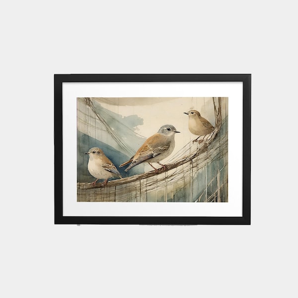 Bird on a Wire, Wall Art, Digital Download, Frame TV Art, Home Decor, Nature Print, Serene Scene
