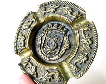Vintage Brass Capitão do Porto de Lisbo Portugal Ashtray Board of Lisbon Port Captains Nautical Maritime Souvenir