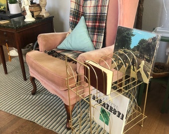 Vintage Gold Tone Metal Wire LP Record Holder/Stand - Mid Century Record Stand, Vinyl, Gold Steel, Solid, Record Collection, Vinyl Holder