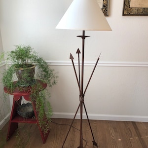 Rustic Lighting Decor Tripod Lamp  Wrought Iron Lamp Metal Arrow Lamp Rustic Accent Piece Western Decor Vintage Southwest Lighting Decor