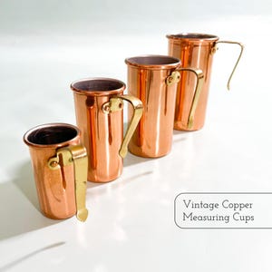 Vintage Copper Measuring Cups Brass Handle Measuring Set Farmhouse Kitchen Decor Midcentury Copperware Copper Barware Kitchen Collectible