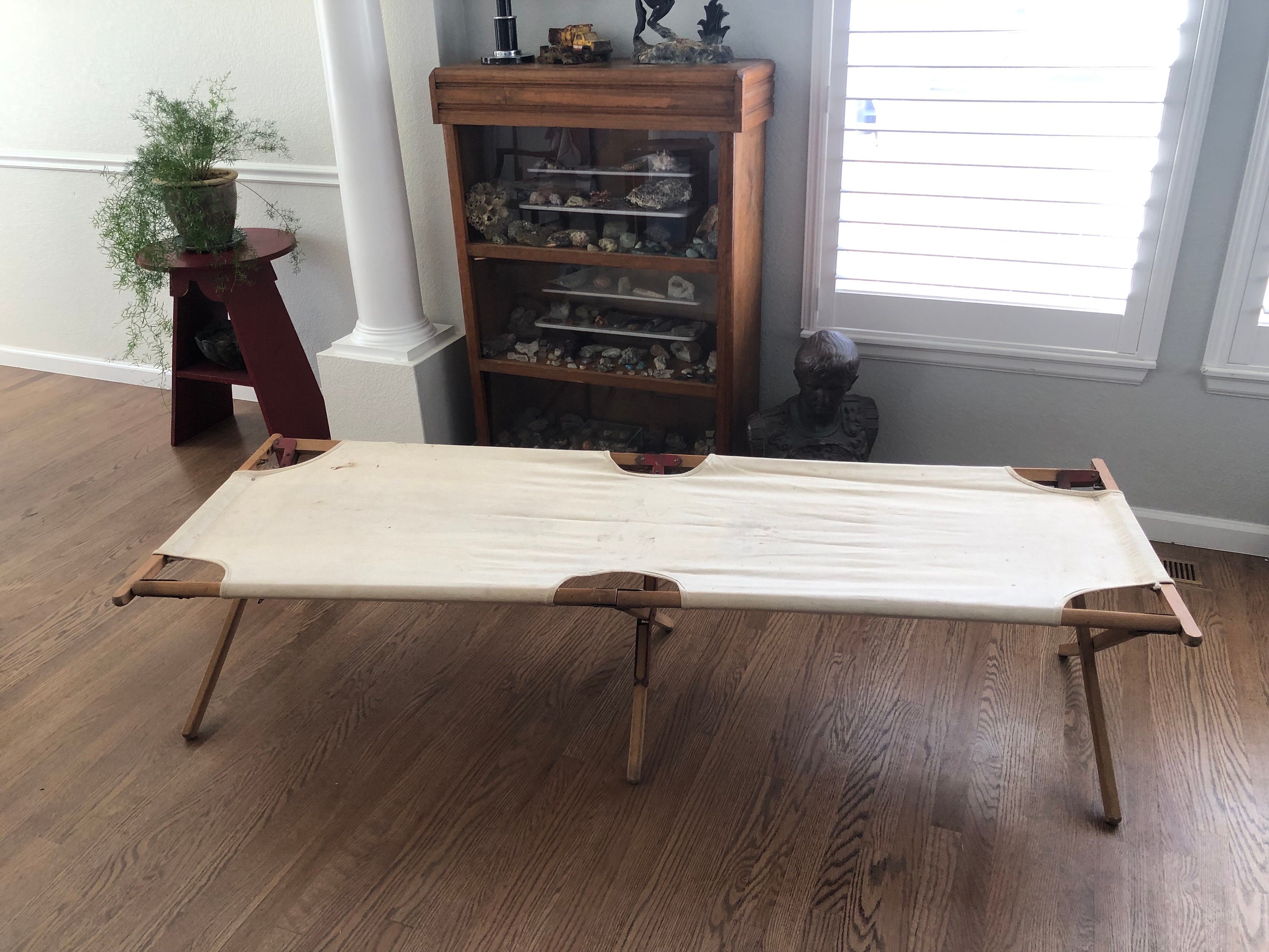 Vintage Cot, Folding Military Bed, WWII Gear, 1940's Camping Vintage Cot, Folding Military Bed, WWII Gear, 1940's Camping