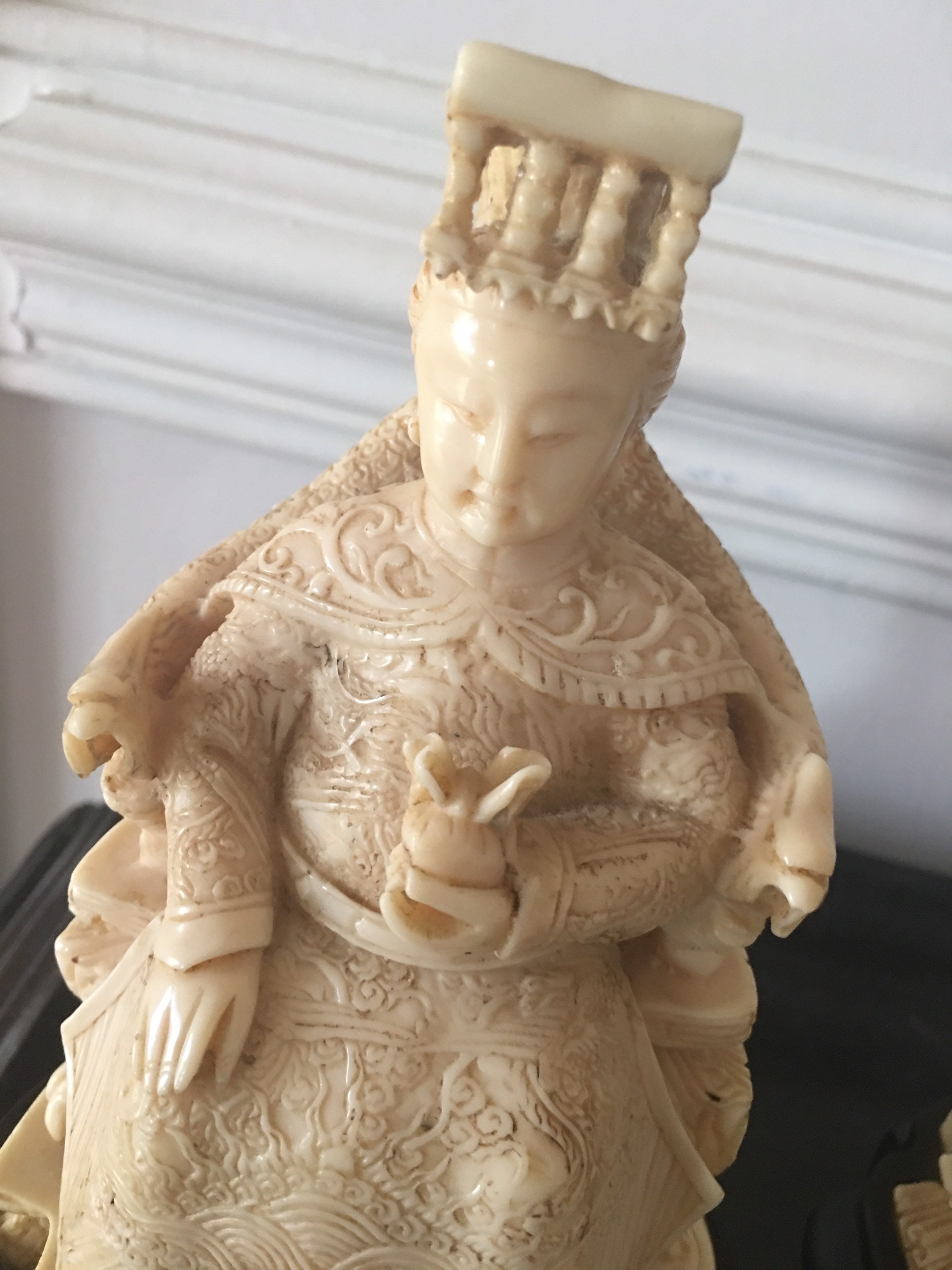 Set of Two Chinese Ivory Colored King and Queen Statues With Etsy