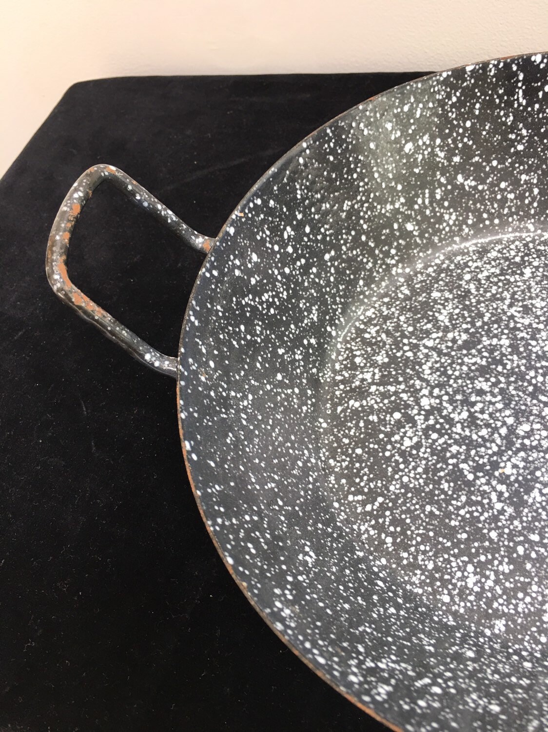 Vintage Black Enamel Frying Pan/kadai Two Handled Enamelware Etsy UK