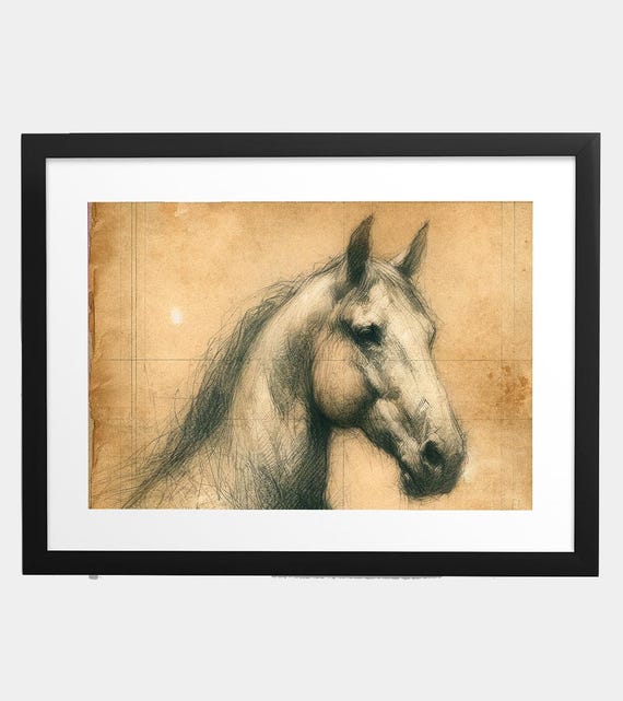 Vintage Horse Art Print Download Animal Portrait Rustic Art Download Equestrian Wall Decor Living Room Horse Wall Art