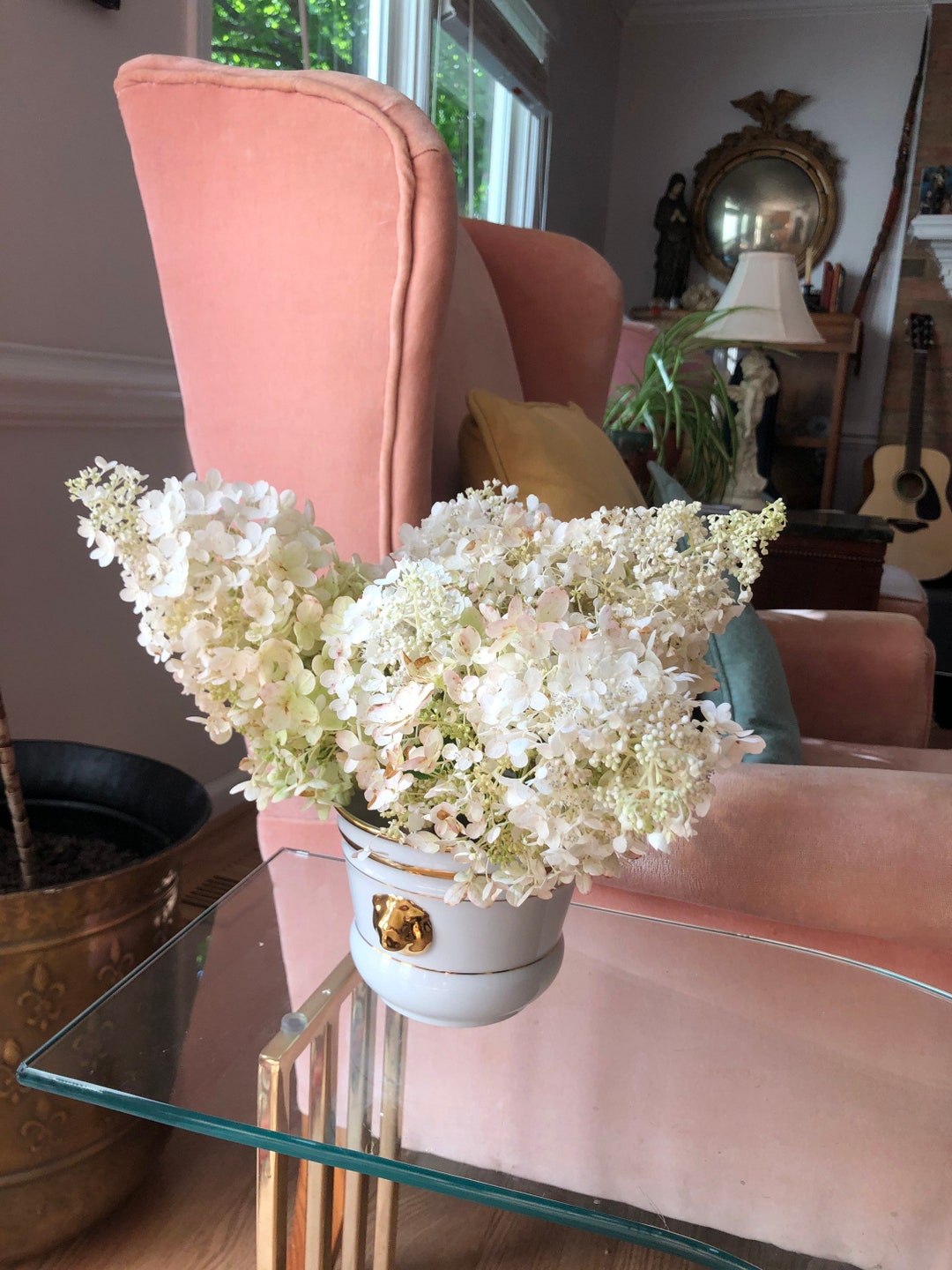Rare Bareuther White Porcelain Plant Pot With Gold Lions Handles Gold