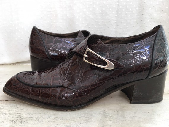 Vintage Bruno Melli Faux Crocodile Loafers, Leath… - image 5