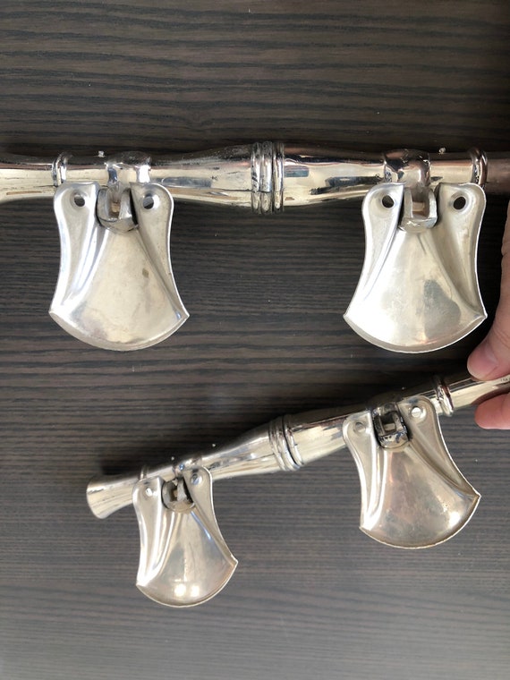 Draw Handles Silver Plated Bamboo Like Handles Casket Handle Decorative Handle Art Deco Home Decor Set of Two 1980s