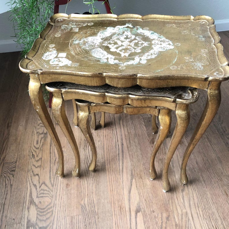 Gold Tables Gold Side Table Gold Finish Bedroom Decor Carved Tables Set ...