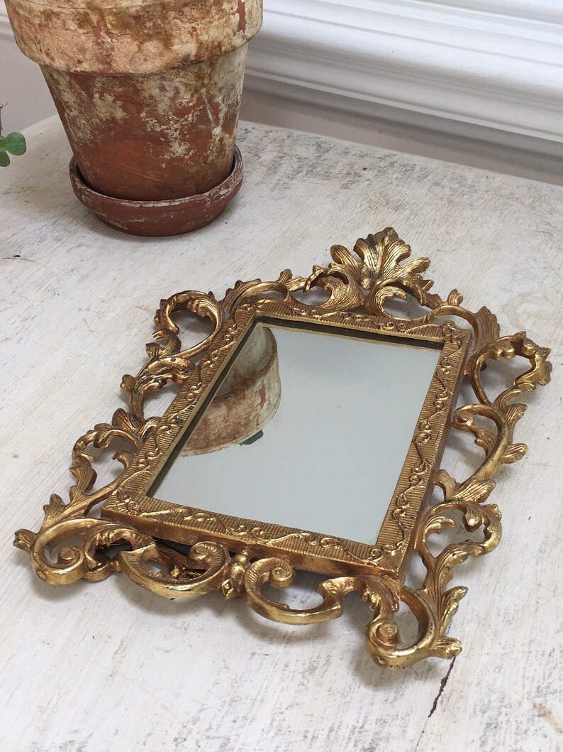Lovely Ornate Victorian Tabletop Vanity Mirror Gothic Cast Etsy