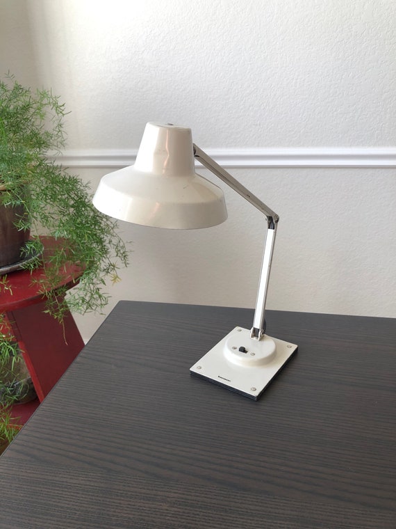 MidCentury Lighting White Office Table Lamp White Folding Lamp Gooseneck Desk Lamp Architect Lamp Rectangle Base Lamp White Tensor Lamp