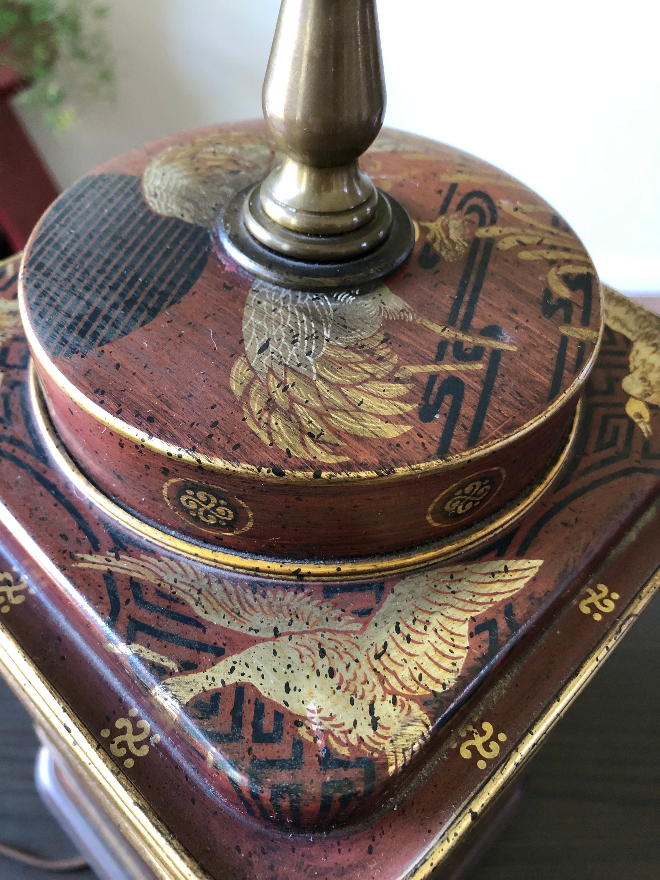 Ornate Red Tea Canister Caddy Lamp Table Lamp Fredrick