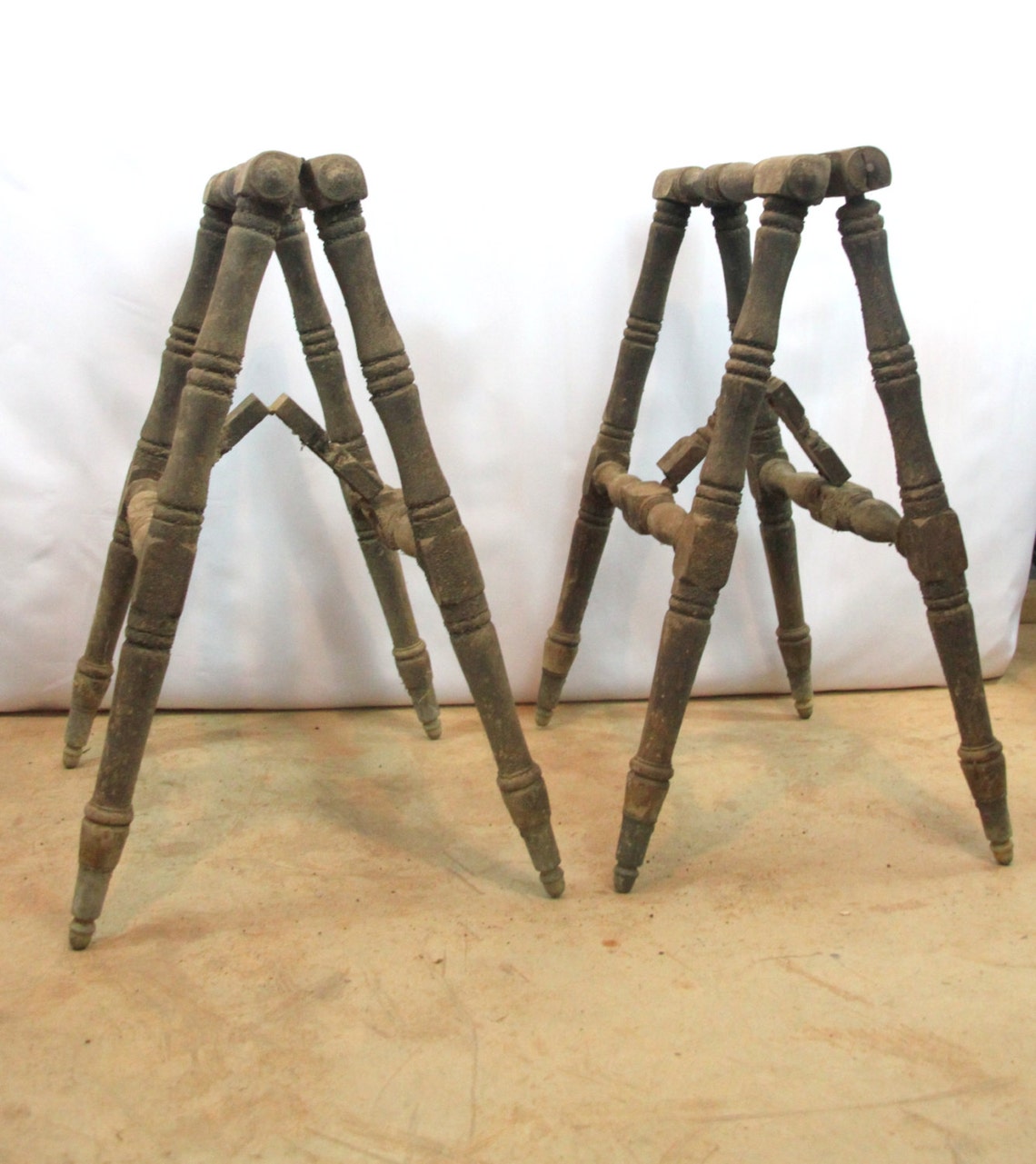 Victorian Pair of Folding Wood Casket Stands Antique Funeral Etsy