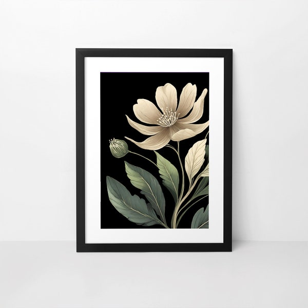 One Friend, Wall Art, Digital Download, Frame TV Art, Artistic Flower, Cream Blossom, Tranquil Decor