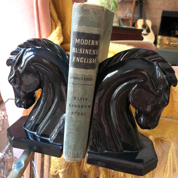 Horse Bookends Horse Decor Ceramic Horse Book ends Book Shelf Decor Library Black Horse Bookend Equine Decor Horse Decor Book Shelf Decor