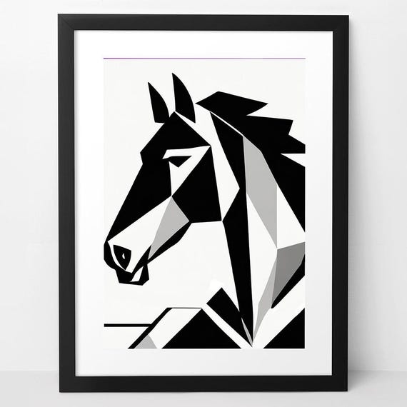 Modern Horse Art Download Minimalist Horse Print Black White Print Modern Art Download Cubist Horse Geometric Horse Equestrian Wall Decor