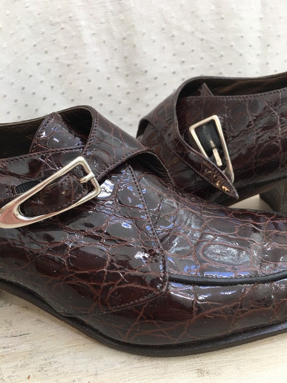 Vintage Bruno Melli Faux Crocodile Loafers, Leath… - image 8