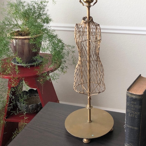 Mannequin Form Lamp Vintage Table Lamp Wire Frame Design Unique Eclectic Design Vintage Charm Accent Piece Seamstress Lamp