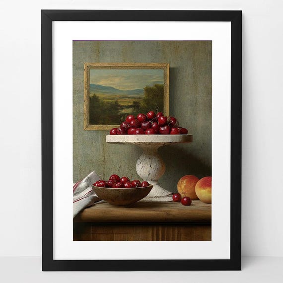 Fruit Wall Art Download Fruit Still Life Wall Art Digital Download  Print French Country Decor Cherry Art Print Download