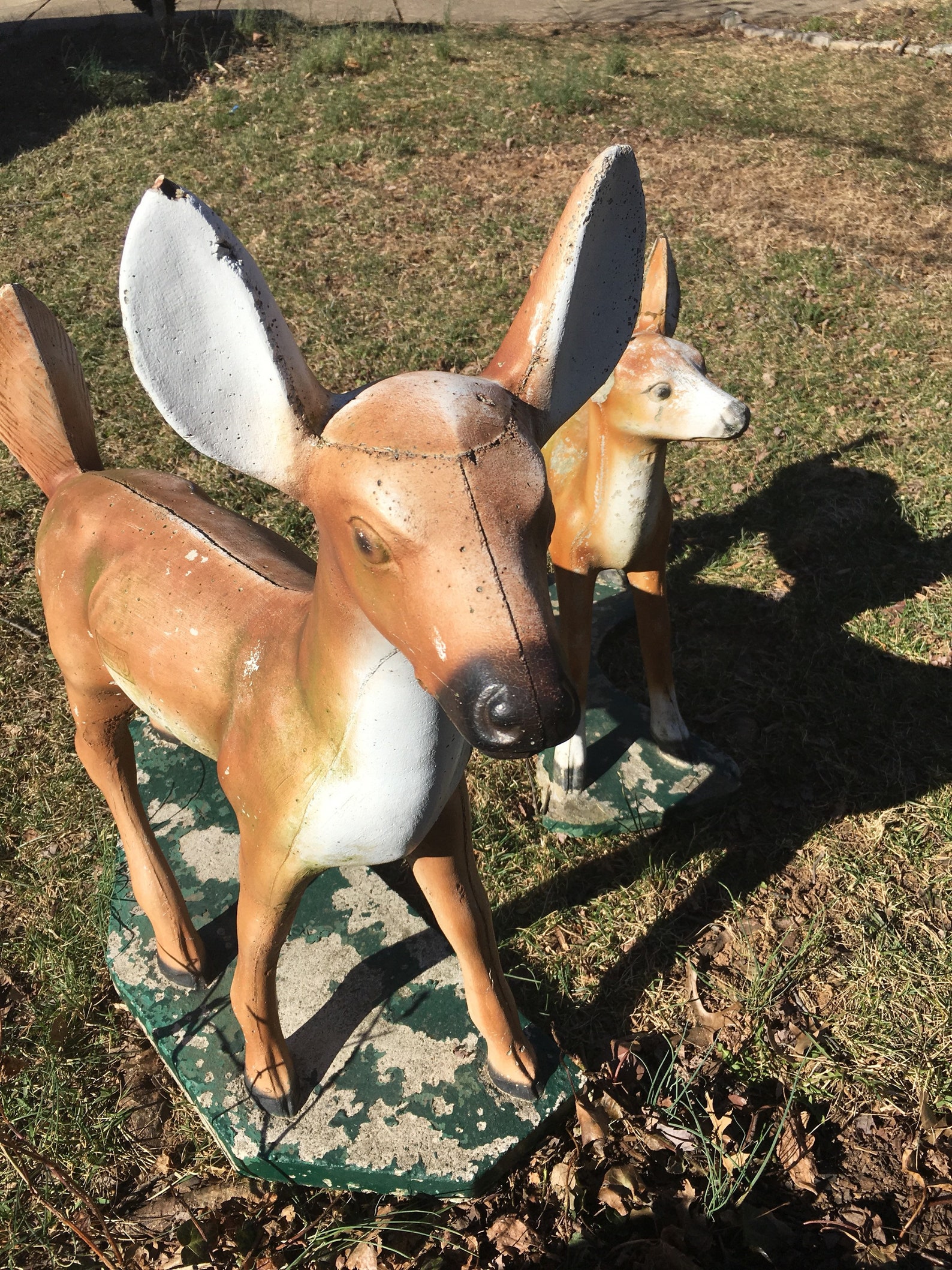 Vintage Concrete Deer Mother and Fawn Standing Deer Statue Etsy