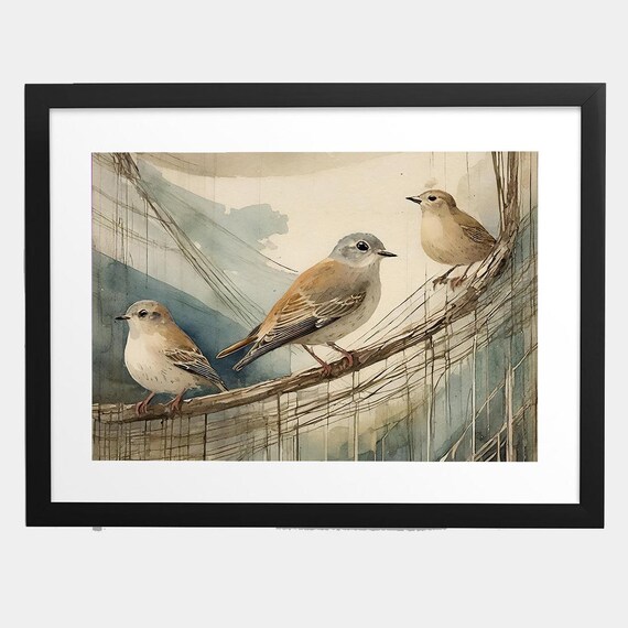 Bird Art Digital Download Watercolor Art Print Bird Print Download Bird Wall Art Nursery Songbird Nature Download Vintage Nursery Print