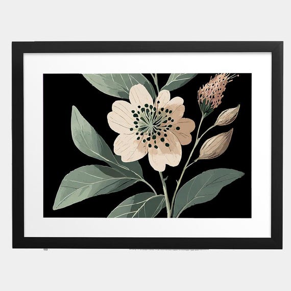 Modern Botanical Print Download Botanical Print Wall Art Digital Download Floral Art Nature Download Black Botanical Download Wall Decor