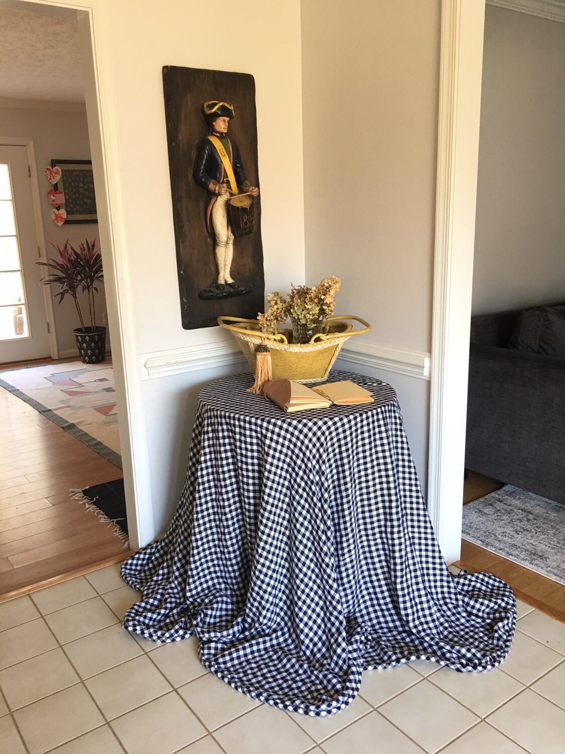 gingham table skirt