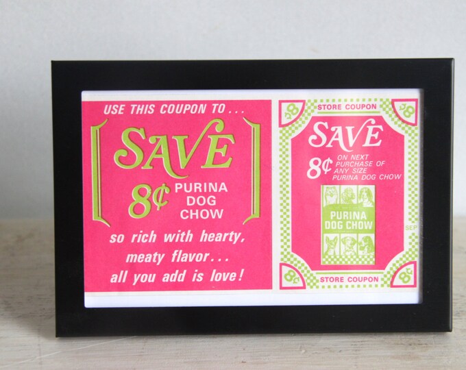 Vintage Purina Dog Chow Coupon, Dog Food Coupon, Grocery Coupon, Framed ...