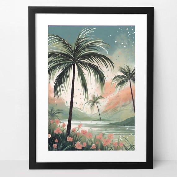 Tropicate Wall Art Digital Download Frame TV Art Tropical Vibe Palm Trees Serene Beauty Pastel Sky Peaceful Retreat Home Decor